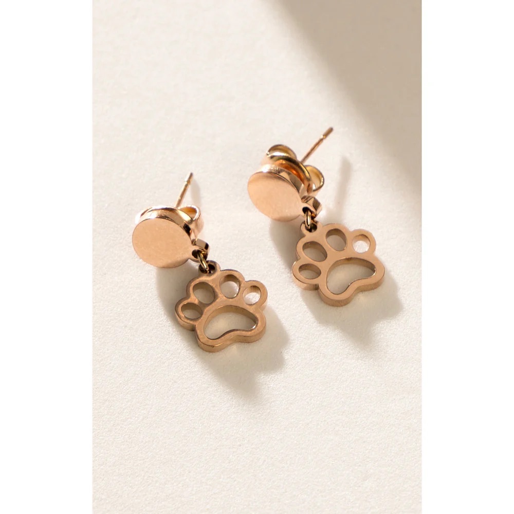 Gold Paw Print Earrings